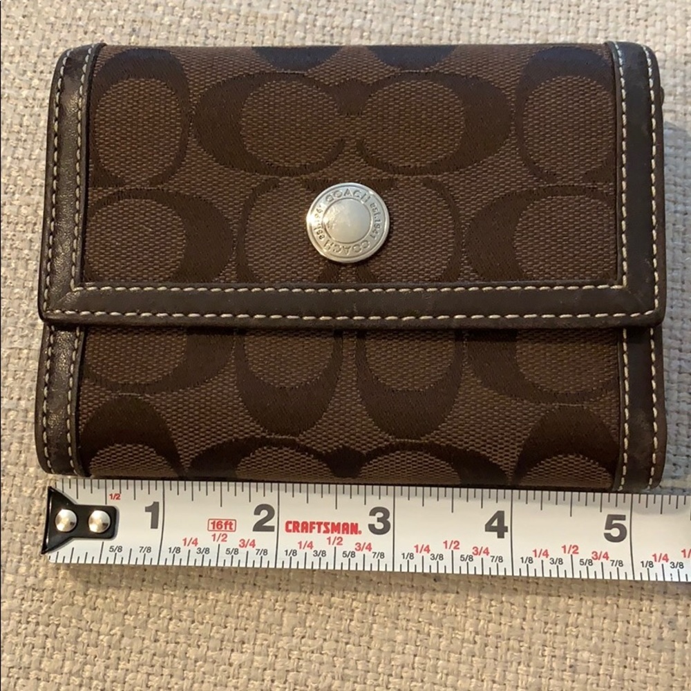 Coach brown canvas trifold wallet - Picture 9 of 11